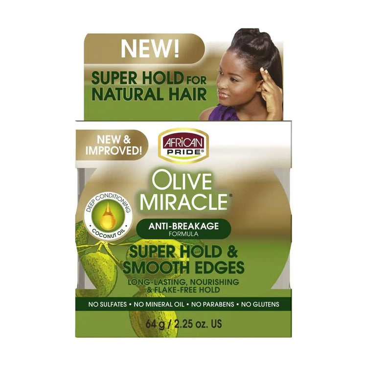 African Pride Olive Miracle Super Hold Smooth Edges 2.25 Oz by African Pride