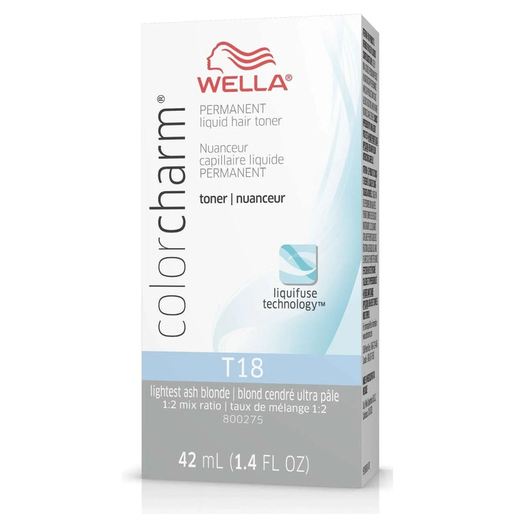 Wella Colorcharm Permanent Liquid Hair Toner T18 Lightest Ash Blonde 1.4 Fl Oz by Wella