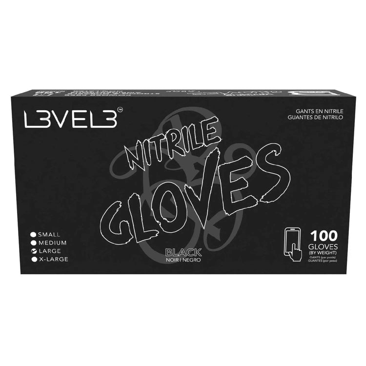 L3Vel3 Nitrile Gloves Black Large 100 Piece by L3VEL 3
