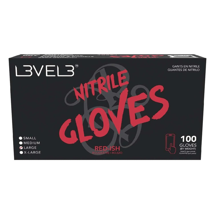 L3Vel3 Nitrile Gloves Red-Ish Large 100 Piece by L3VEL 3