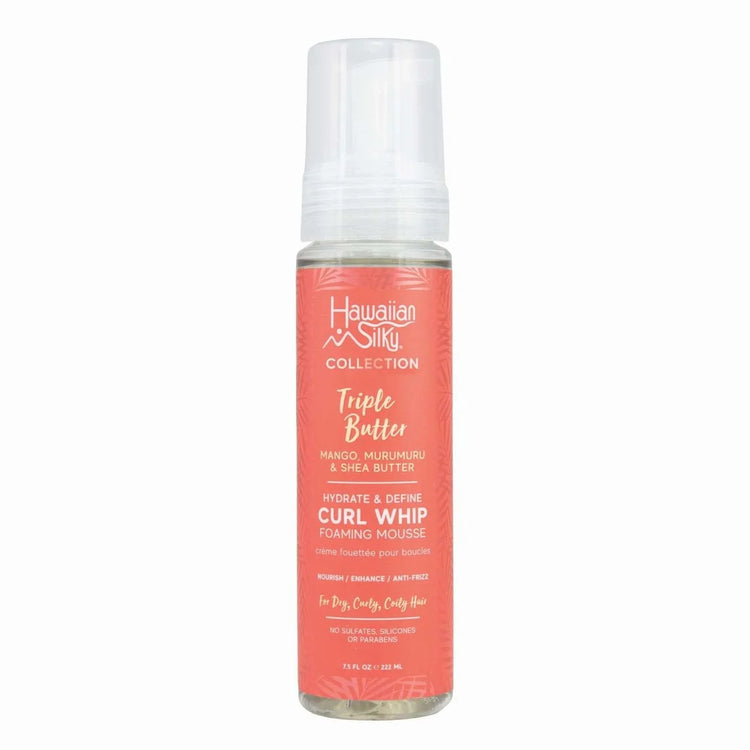 Hawaiian Silky Collection Triple Butter Hydrate Define Curl Whip Foaming Mousse for curl defining mousse for coily hair