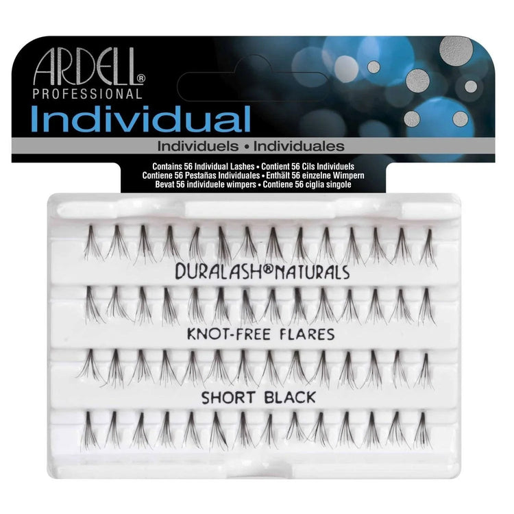 Ardell Duralash Naturals short individual natural lashes pack featuring knot-free flares and short black lashes.