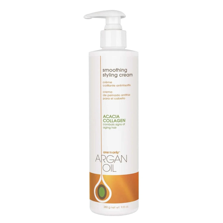 One N Only Argan Oil Styling Cream bottle for smooth, hydrated hairstyles; argan oil styling cream.