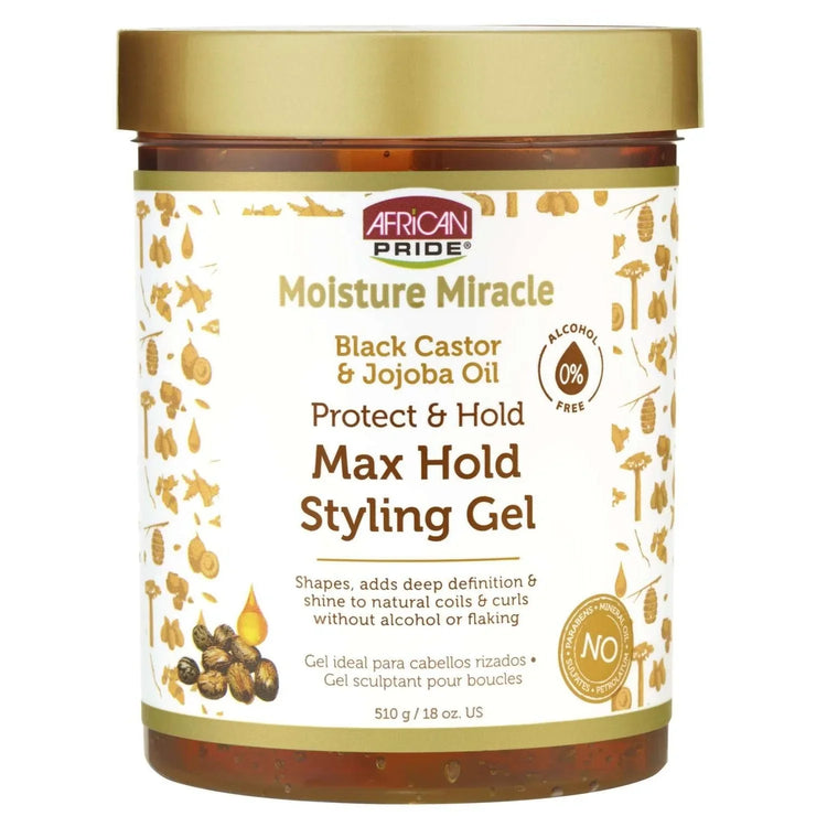 African Pride Moisture Miracle Black Castor Oil And Tea Tree Oil Max Hold Styling Gel by AFRICAN PRIDE