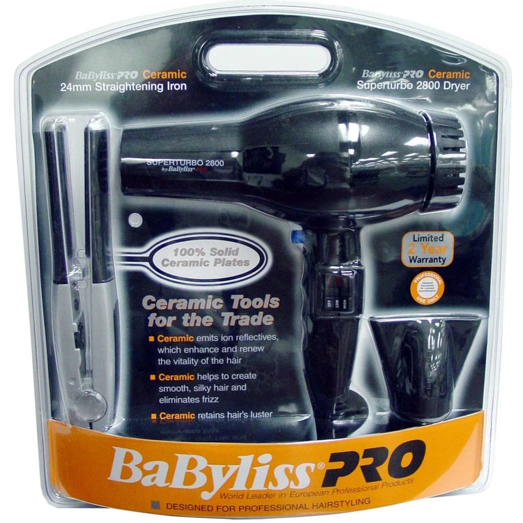 Babyliss Ceramic Tools Of Trade Turbo 2800 Dryer & 24Mm Flat Iron by BABYLISS