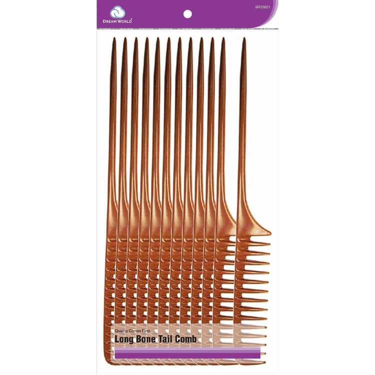 Brittny bulk Long Bone Tail Comb set, ideal for styling, detangling, and sectioning hair in salons.