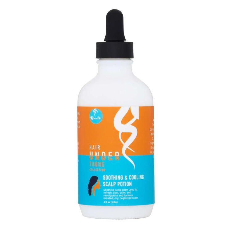 Cooling scalp potion for curls in a bottle with dropper for soothing and cooling scalp relief.
