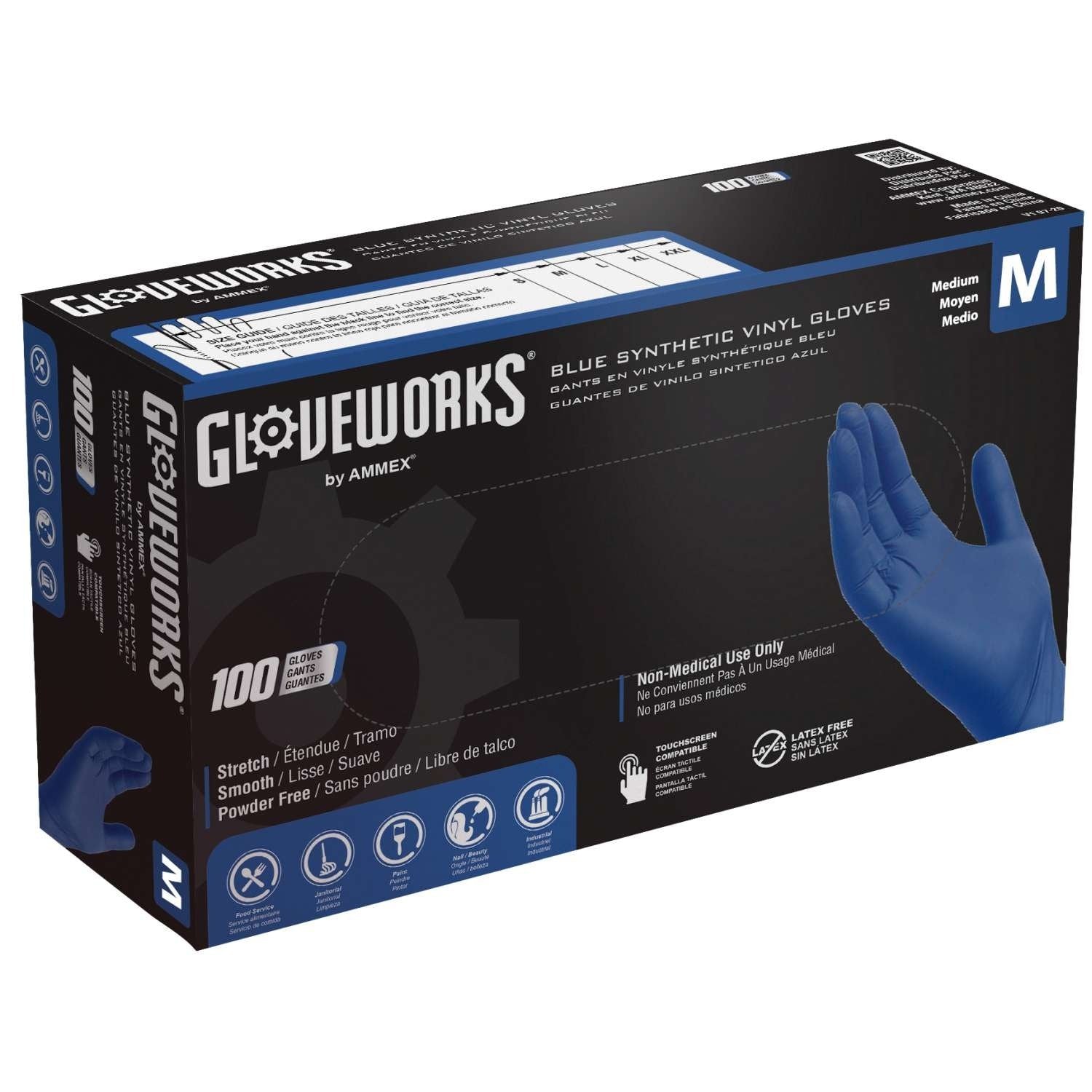 Gloveworks Blue Synthetic Vinyl Gloves Medium Gloveworks Blue Synthetic Vinyl Gloves Medium