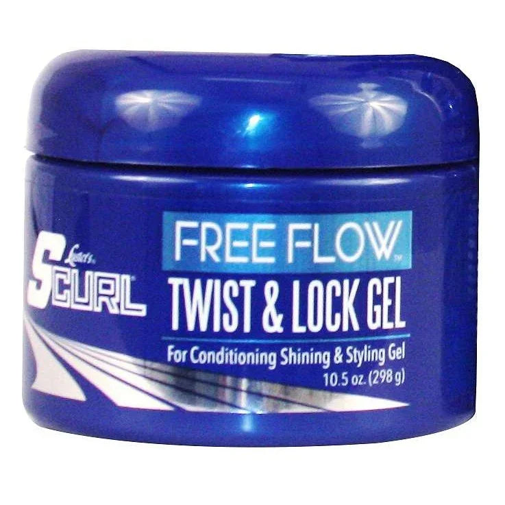 Luster S-Curl Free Flow Twist Lock Gel for twist lock styling gel with moisturizing ingredients and stronghold.