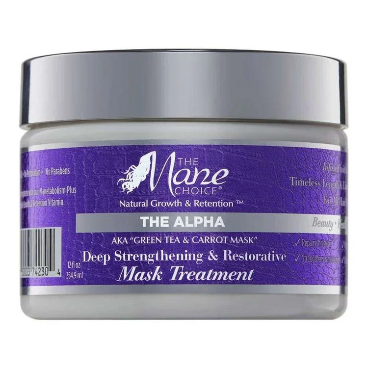 The Mane Choice The Alpha Green Tea Carrot Deep Strengthening Hair Treatment for healthy, restored hair.