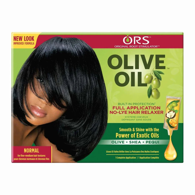 ORS Olive Oil Built-In Protection No-Lye Relaxer for smooth, shiny hair, featuring olive oil hair relaxer system.