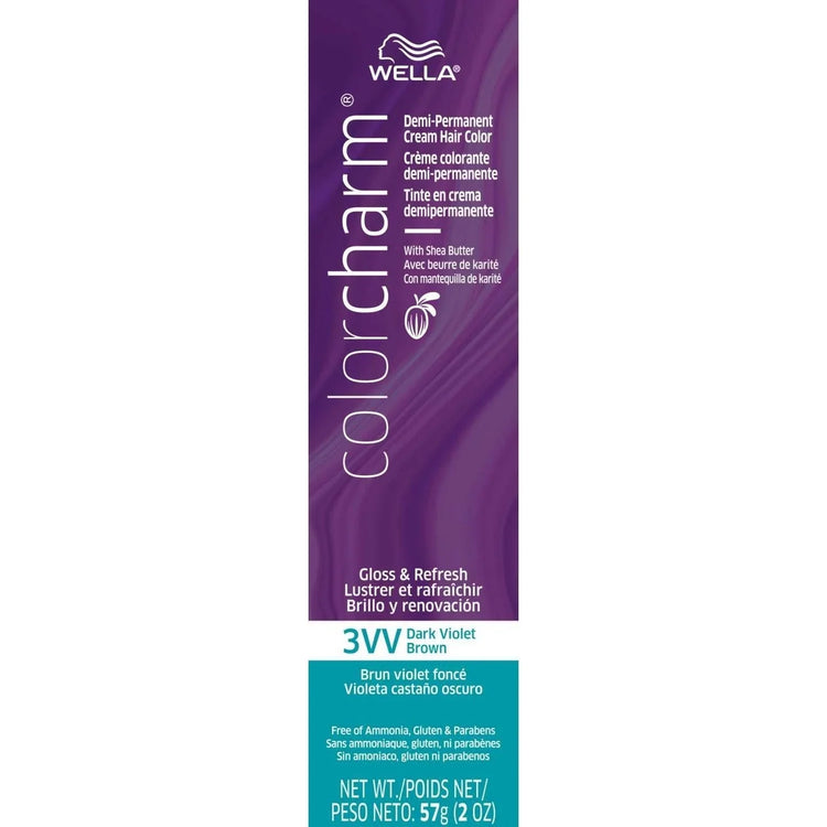 Wella Color Charm Demi-Permanent Cream Hair Color 3Vv Dark Violet Brown by WELLA