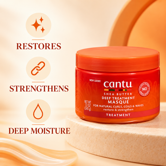 Hair deep treatment masque jar on block, orange-red with orange cap