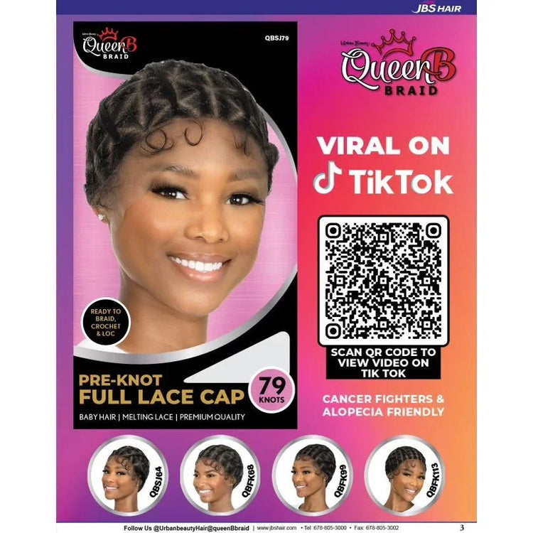 Queen B Pre-Knot Full Lace Cap - 79 Knots by Queen B