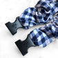 Gingham Navy Buckle Scrunchie - No Snagging, No Tangles