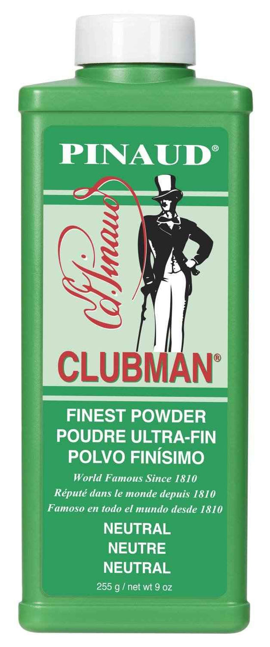 Clubman Finest Powder Neutral powder bottle, green label, 9 oz