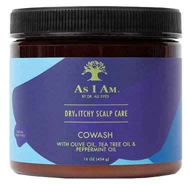 As I Am dry, itchy scalp cowash in jar with black screw-top lid