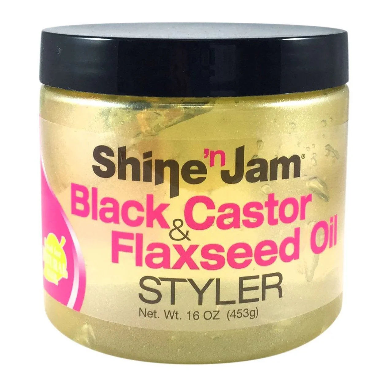 Ampro Shine N Jam Black Castor Flaxseed Oil Styler Gel 16 Oz by Ampro