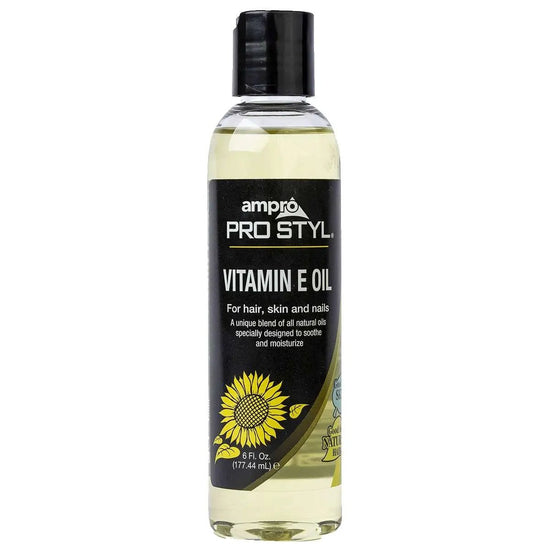 Ampro Pro Styl Vitamin E Oil 6 oz bottle with black cap