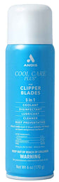 Cool Care Plus clipper blade spray in blue-and-white bottle, 5-in-1 formula
