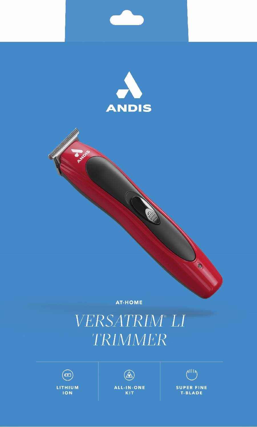 Andis Versatrim Li at-home lithium trimmer, red and black handheld