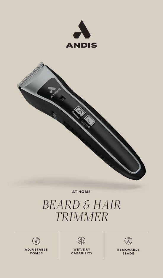 Andis beard & hair trimmer with adjustable combs, wet/dry, removable blade