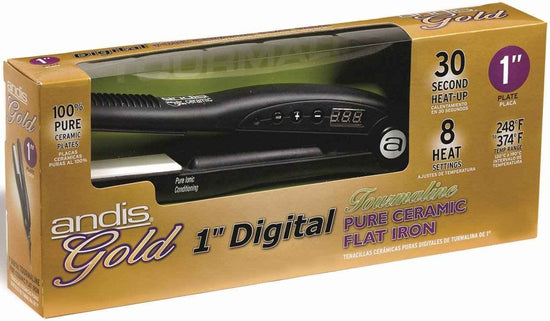 Andis Gold 1-inch digital tourmaline flat iron in retail box