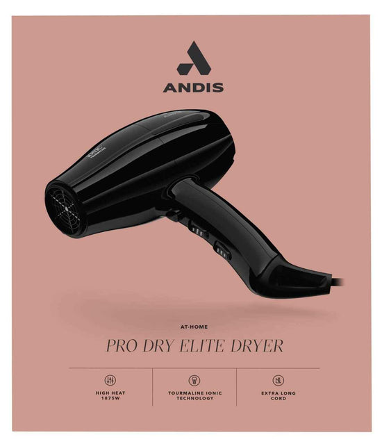 Andis Pro Dry Elite dryer, black handheld hair dryer with concentrator nozzle