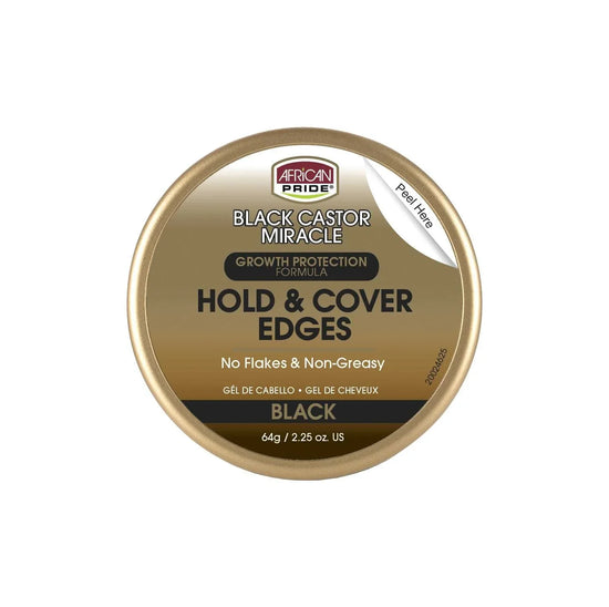 African Pride Black Castor Miracle Hold Cover Edges Black 2.25 Oz by African Pride