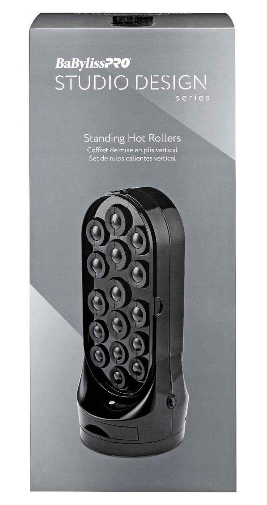 BabylissPRO standing hot roller set packaging with black multi-roller base