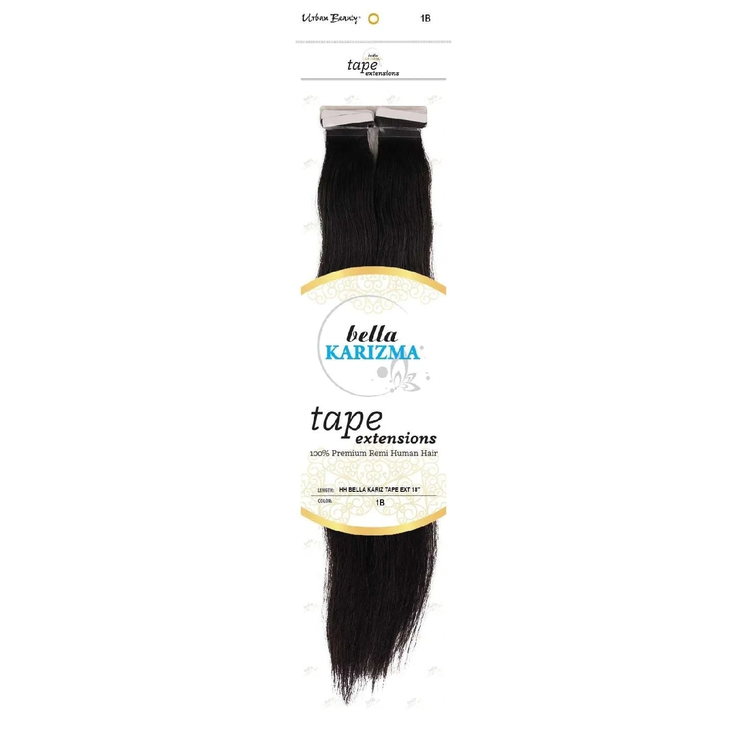 Human Hair Bella Karizma Tape Hair Extension 18 Inch 1B by Urban Beauty
