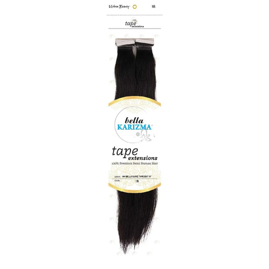 Human Hair Bella Karizma Tape Hair Extension 18 Inch 1B by Urban Beauty