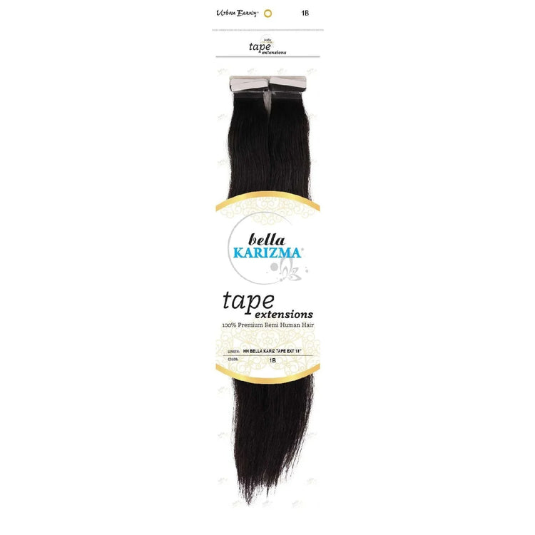 Human Hair Bella Karizma Tape Hair Extension 18 Inch 1B by Urban Beauty