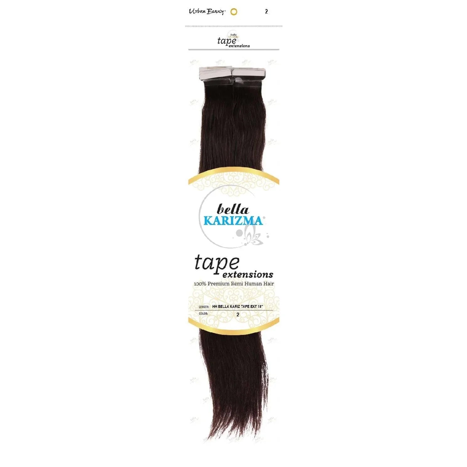 Human Hair Bella Karizma Tape Hair Extension 18 Inch 2 by Urban Beauty