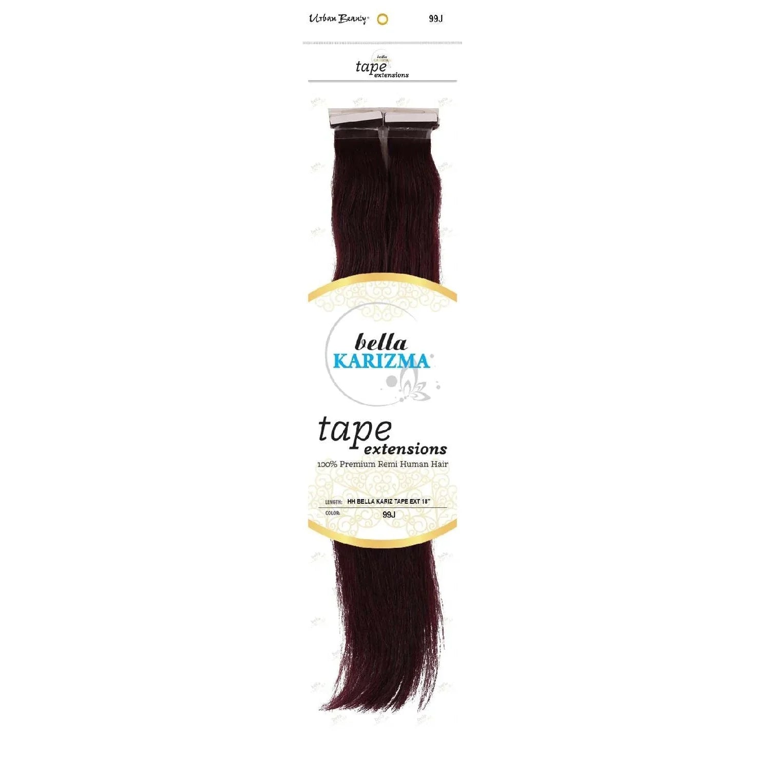 Human Hair Bella Karizma Tape Hair Extension 18 Inch 99J by Urban Beauty