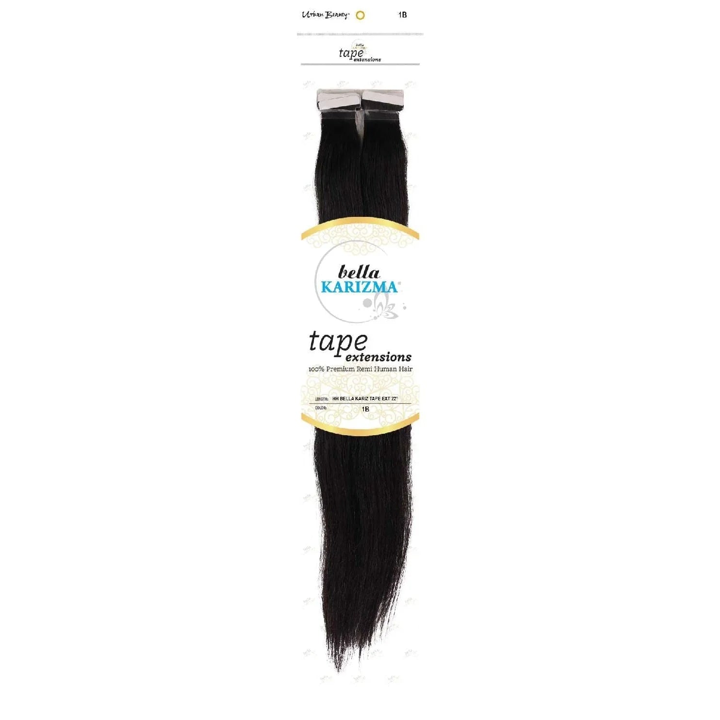 Human Hair Bella Karizma Tape Hair Extension 22 Inch 1B by Urban Beauty