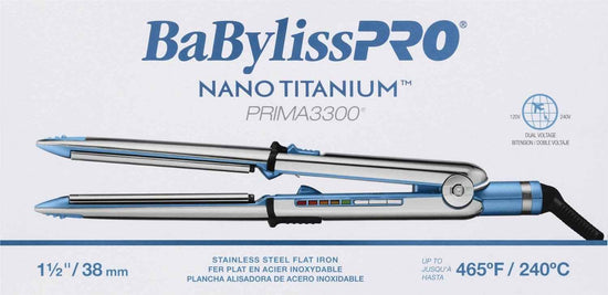 Nano titanium flat iron with blue handle and digital temperature display