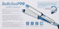 Nano titanium flat iron angled view with blue accents and closed heating plates
