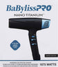 Dual ionic hair dryer in black with blue vent grille and control buttons