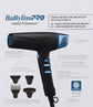 Black and blue dual ionic hair dryer with diffuser and concentrator nozzles