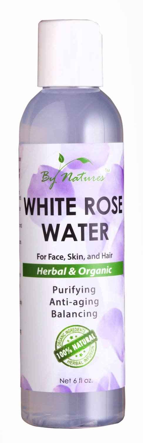 By Natures White Rose Water bottle, 6 fl oz, for face, skin, and hair