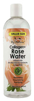 Collagen+ rose water facial mist bottle, clear bottle with white cap and label