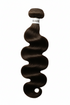 Brown hair extensions with a label on a white background