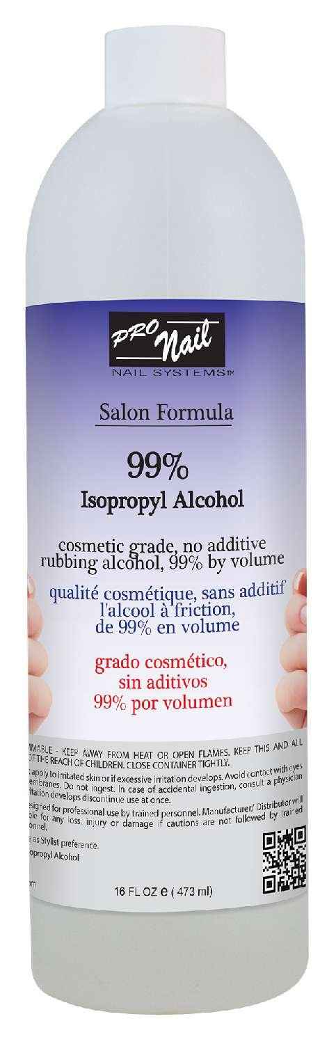 99% isopropyl alcohol bottle with blue label, salon formula, liquid sanitizer