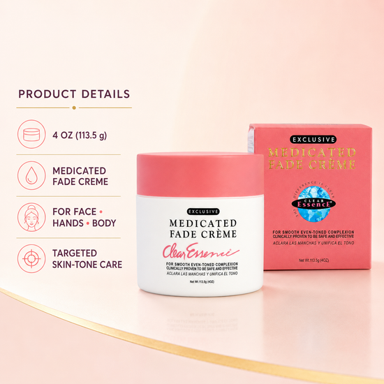 Clear Essence medicated fade cream jar and box, 4 oz