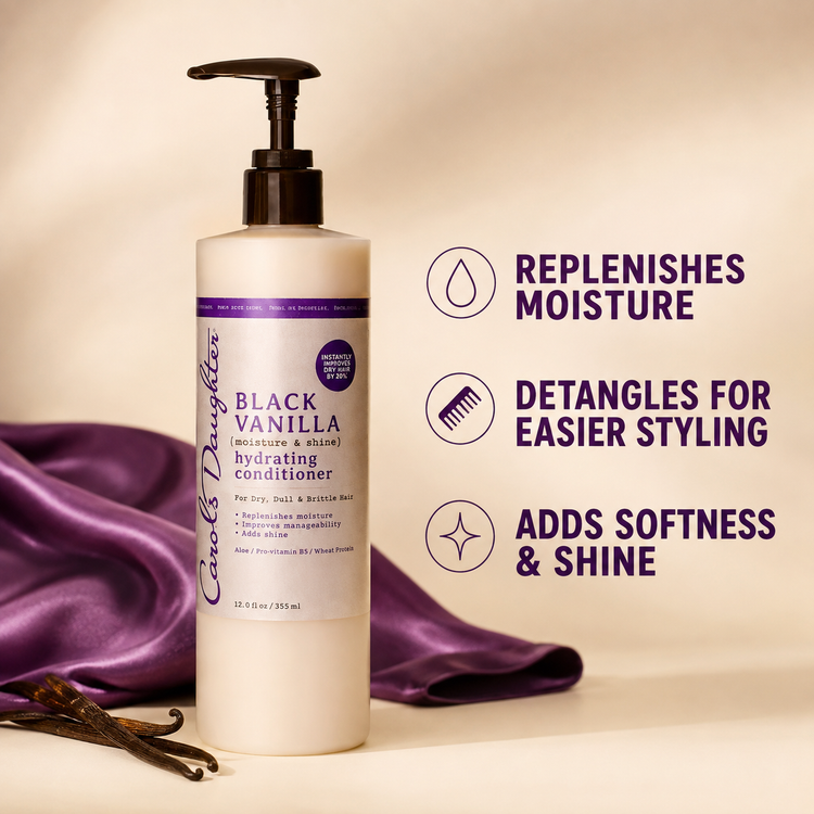 Hydrating conditioner bottle label with moisture, detangling, and softness benefits