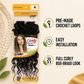 Black curly box braid synthetic hair with pre-made crochet loops, shade 4