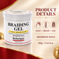 Braid & loc edge gel product details panel with white jar and icons for edge, braid, loc.