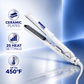 Hair straightener feature graphic showing ceramic plates and 25 heat settings at 450°F