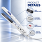 Hair straightener diagram showing 1-inch ceramic plates and adjustable heat control